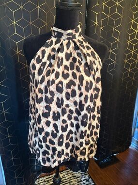 SHEIN Black & Cream Leopard Halter Camisole